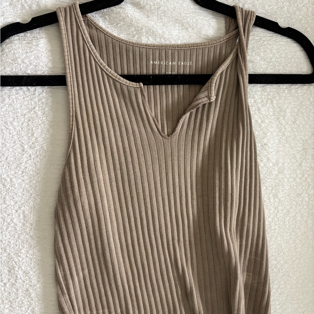 American Eagle Outfitters Women's Tan Ribbed Top